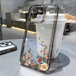 Flower Phone Case For iPhone 13 16 Pro 11 15 12 14 Pro Max XR X XS 7 8 Plus SE Shockproof Transparent Cover Silicone Soft Fundas