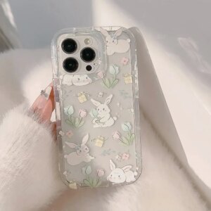 Rabbit Flower Phone Case For Samsung A55 5G Case S24 Ultra A54 A34 A33 A53 A52 A32 A14 A71 A24 A13 A12 A15 S22 S21 S23 FE Cover