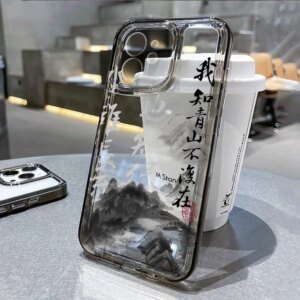 Transparent Phone Case For iPhone 11 Case iPhone 13 15 12 14 16 Pro Max 16e XR XS 7 8 Plus SE Aesthetic Art Chinese Style Cover