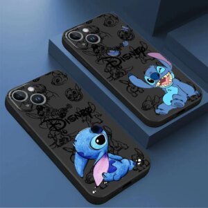 Disney Stitch The Baby Disney Phone Case for Apple iPhone 15 Pro Max 12 Mini 13 SE 8 Plus 14 11 Pro XR 7 XS X Black Cover