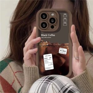 Ice Coffee Painted Case For iPhone 11 14 12 13 15 Funda 15 Pro Max X XR XS Max 8 7 14 15 Plus SE 2020 2022 iPhone11 Bumper Cover
