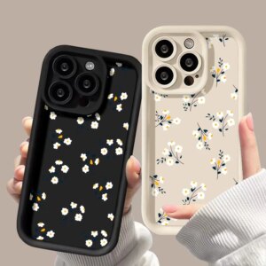 Liquid Silicone Case For iPhone 16 Pro Case iPhone 13 14 15 12 11 Pro Max XS X XR 7 8 Plus SE 2020 2022 Floral Shockproof Cover