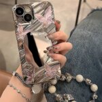 Luxury Make UP Mirror Phone Case For Samsung A55 5G A54 A15 A35 A34 A33 A32 A53 A52s A51 A16 A04 A13 A12 Butterfly Covers Funda