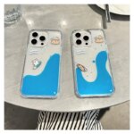 Floating Decor Puppy Dog Liquid Case for iPhone 16 15 14 Pro Max 13 Dynamic Seawater Moving Around Cover Clear Hard Carcasas Hot