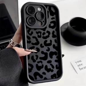 INS Leopard Print Phone Case For iPhone 11 Case iPhone 13 14 12 16 Pro 15 Pro Max XR XS X 7 8 Plus SE Matte Silicone Soft Cover