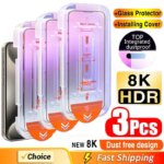 3Pcs Oleophobic Coating Dust Free Easy Installation Screen Protector for IPhone 13 11 12 14 15 Pro Max Mini XR 16 15 Plus Glass