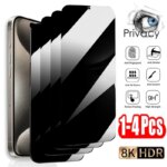1-4PCS Black Privacy Screen Protector For iPhone 16 Pro Max Glass 15 14 13 12 11 Pro 16 15 14 8 7 6 6S Plus 7 8  XR XS XS Max