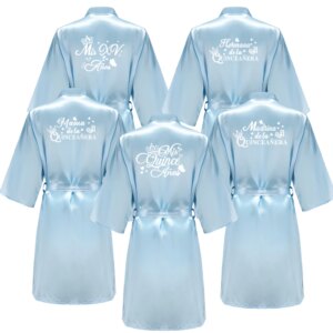 Princess Sweet 15 Years Girl Birthday Party Robes Quinceanera Robe Mis XV Bathrobe Silkly Nightgown