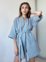 Mozuleva Cotton Short Nightgown Autumn Women's New Solid Color Short Sleeved Pajamas Loose Bathrobe Casual Female Nightgown