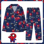 Marvels Spiderman Pajamas Spring and Summer Children's Pyjamas Boys Long-sleeved Girl Cardigan Suit Cartoon Home Clothes