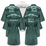 Wedding Party Team Bride Robe With White Letters Kimono Satin Pajamas Bridesmaid Bathrobe YE6522