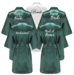 Wedding Party Team Bride Robe With White Letters Kimono Satin Pajamas Bridesmaid Bathrobe YE6522