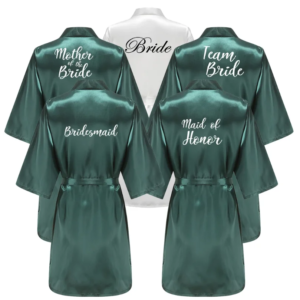 Wedding Party Team Bride Robe With White Letters Kimono Satin Pajamas Bridesmaid Bathrobe YE6522