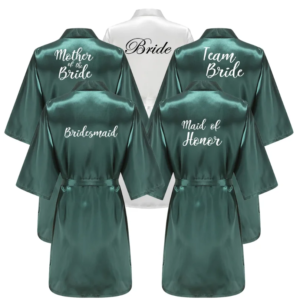 Wedding Party Team Bride Robe With White Letters Kimono Satin Pajamas Bridesmaid Bathrobe YE6522