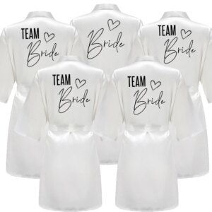 Bride Bridesmaid Wedding Robe Kimono Bathrobe Gown Nightgown Casual Satin Short Women Sexy Nightwear Sleepwear M021