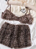 Street Leopard Print Camisole Underwear Tank Top Sexy Hottie Style Lingerie Set Bra Women Bralette