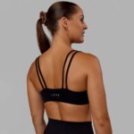 Lksd Vantage Sports Bra Women Buttery-soft Comfort Flat Straps Bonded Seams Fixed Padded Bras With Reflective LSKD Logo