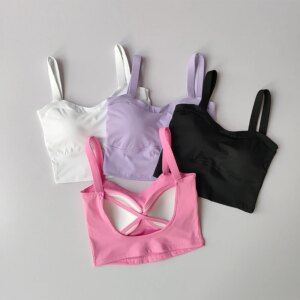 Beautiful Back Suspender Sports Bra for Women Shockproof Sagging Thin Shoulder Straps Quick Drying Yoga and Fitness Vest Tops
