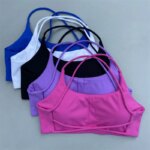 Women Sports Bra Sexy Cross Straps Back Fitness Bralette High Impact Gym Yoga Workout Crop Top Vest Push Up Running Underwear