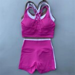 Solid Color gym bike Yoga Set short Legging +cross sport bra Tracksuit  Athletic Women Gym Suit Comprehensive Training Jogging