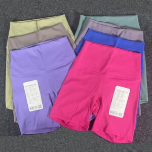 Women's sports yoga shorts, high waist pockets, slim fit, hip lifting, breathable fitness, running, cycling, women's leggings
