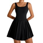 2025 New Bare Back Beauty Back Exercise Dress Women's Anti-exposure Pleated Yoga Skirt Outdoor Running Fitness Tennis