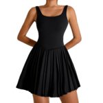 2025 New Bare Back Beauty Back Exercise Dress Women's Anti-exposure Pleated Yoga Skirt Outdoor Running Fitness Tennis
