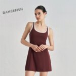 DANCEFISH Naked Detachable Chest Pad dress Hot Girl Outdoor Tennis Skirt Sports Yoga Skirt Women
