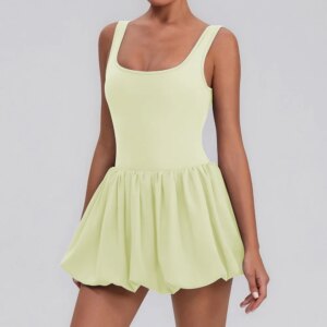 Women Gym Yoga Fitness Shorts Dress Fake Two-piece Pocket Tennis Dress Sports Tracksuit Female Workout Sportswear Tennis Mujeres