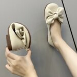 Women's Thin Sole Foldable Ballet Flats Women Travel Hotel Shoes Wide Foot Ladies Butterfly Knot Loafers Woman Orthopedic Shoes