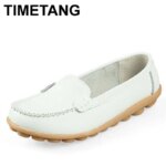 TIMETANG New  Women genuine Leather Shoes Slip-on Ballet women Flats Comfort shoes woman moccasins sapatilhas femininos