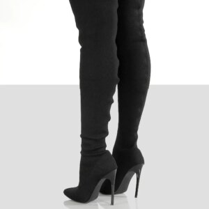 2022 Ladies Socks Over The Knee Women Boots Stretch Fabrics High Heel Slip on Shoes Pointed Toe Woman Long Boots Size 36-43