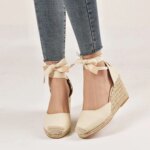 Black Platform Sandals Clogs Wedge Straw Shoes Women Summer Heels Large Size Suit Female Beige Espadrilles Handmade Girls 2024 C