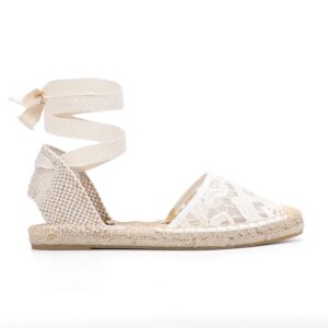 2021 New Arrival Lace T-strap Flat With Cotton Fabric Sandals Sapato Feminino Sapatos Mulher Womens Espadrilles Shoes