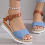 Women's Sandals Peep Toe Heels Sandals Summer Wedges Shoes Woman Low Platform Heeled Sandalias Mujer Summer Shoes Women Footwear