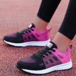 2025 New Breathable Sneakers For Women Fashion Soft Solid Color Women Sneakers Mesh Fabric Lace Up Ladies Shoes Female Footwear