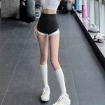 Women's yoga and fitness shorts, high waist contrasting color lifting buttocks breathable casual yoga pants