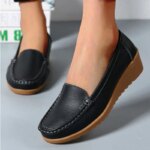 Women Flats Wedge Fashion Genuine Leather Breathable Women Shoes Slip On Women Shoe Moccasins Tenis Shoes Female Plus Size