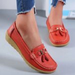 Wedge Fashion Genuine Leather Women Flats Tenis Women Casual Shoes Tassel Women Shoes Slip On Walking Shoes Female Plus Size