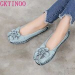 GKTINOO 2025 Soft Genuine Leather Flat Shoes Women Flats with Flowers Ladies Shoes Women Designers Loafers Slip On
