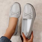 Genuine Leather Wedge Fashion Women Flats Black Designer Shoes Breathable Shoes Women Moccasins Casual Shoes Female Plus Size