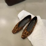 Retro Red Velvet Flat Shoes for Women 2025 New Spring and Autumn French Leopard Loafers Pattern Women Shoes Ladies Woman Shoes