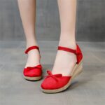 Espadrilles Wedges Sandals Women 2023 Summer Shoes Ladies Casual Comfort Hemp Heeled Sandals Elegant Pumps Sandálias Feminina