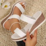 Women's Sandals Bohemia Heels Sandals For Summer Wedges Heeled Shoes Women Slippers Summer Shoes Woman 2025 Footwear Sandalias