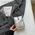 LEFTSIDE Mini PU Leather Crossbody Bags for Women 2025 Summer New Simple Shoulder  Bag Females Cute Silver Handbags and Purses