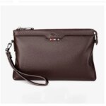 Men's Genuine Leather Cowhide Wallet Clutch Large Capacity Casual Tote Envelope Clip Handbag - Stylish Men's Clutch Bag