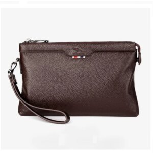 Men's Genuine Leather Cowhide Wallet Clutch Large Capacity Casual Tote Envelope Clip Handbag - Stylish Men's Clutch Bag