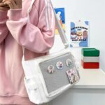 Preppy Style Candy Colour Cute Shoulder Bag Anime Expo Transparent Badge Display Messenger Bag Women Doll Itabag Crossbody Bag