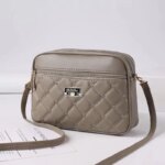 2024 Women New One Shoulder Small Square Handbag Cross Border Foreign Trade Lingge PU Crossbody Versatile Small Messenger Bag