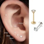 2/8PCS Stainless Steel Eearring Nose Stud Cartilage Piercing Jewelry Helix Tragus Lip Gold Color Tiny Earrings for Women 18G